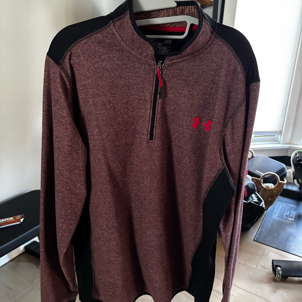 Under Armour Burgundy and Black Half-Zip Top